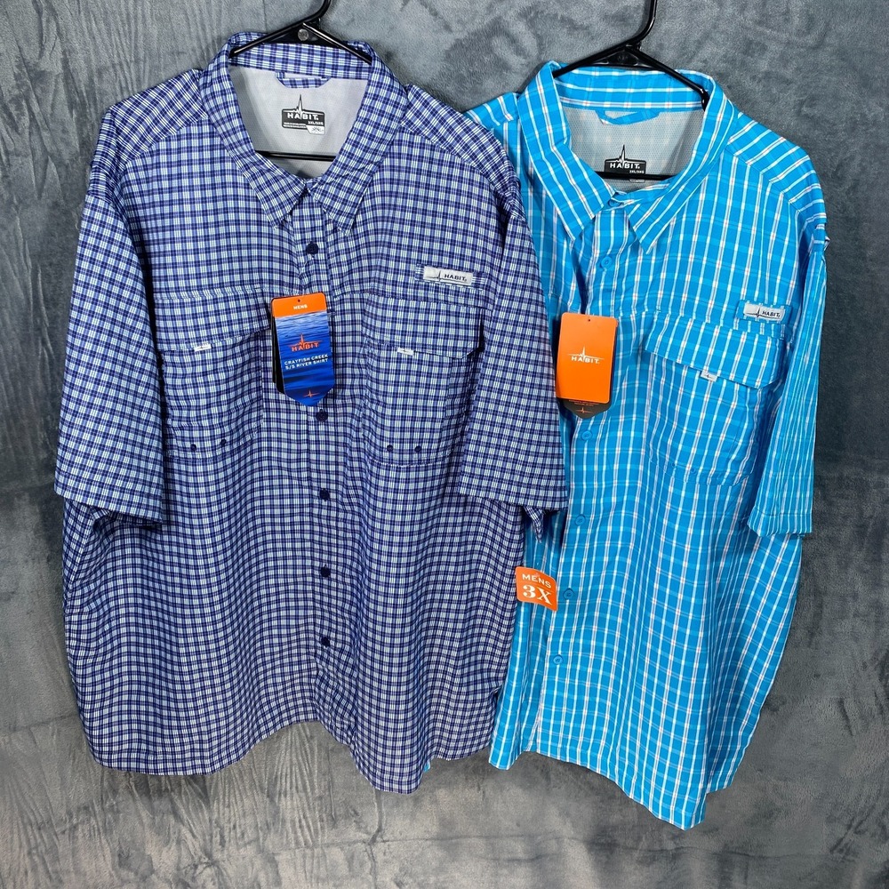 2X Habit Crayfish Creek River Shirt Men 3XL Short Sleeve UPF Fishing Outdoor NWT